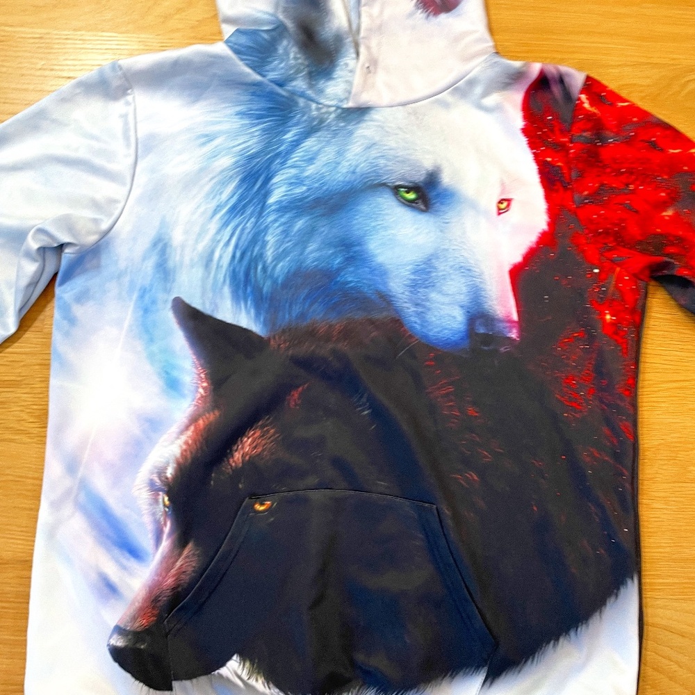 Men's wolf print graphic animal hoodie sweatshirt for bundle purchase